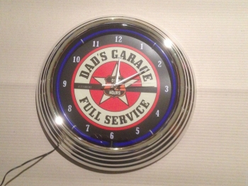 Neontrends - DADS GARAGE Neonclock Neonuhr Wanduhr Neon sign blue news