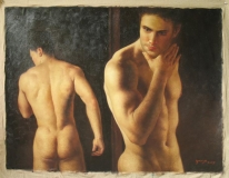 sexy Man Spiegel Male Ölgemälde handsome gay Canvas Nude