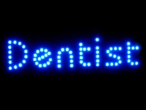 LED DENTIST Schild Zahnarzt LEDs sign Bord blau
