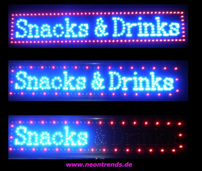 LED Schild Snacks & Drinks signs blue red sign Leuchtreklame
