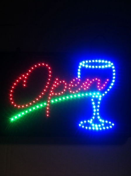 OPEN Barglas LED Bord LEDS Schild Panel signs Leuchtreklame